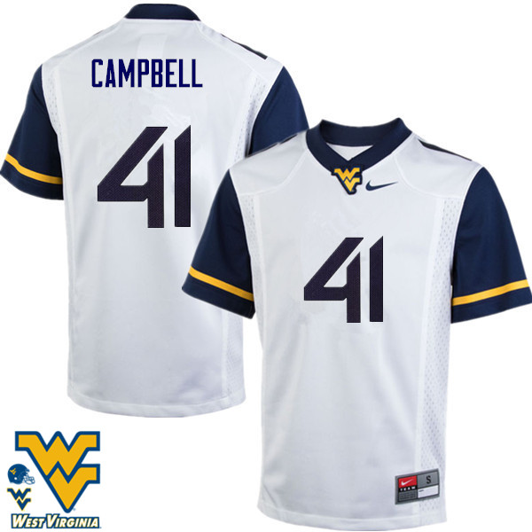 NCAA Men's Jonah Campbell West Virginia Mountaineers White #41 Nike Stitched Football College Authentic Jersey YH23J01NR